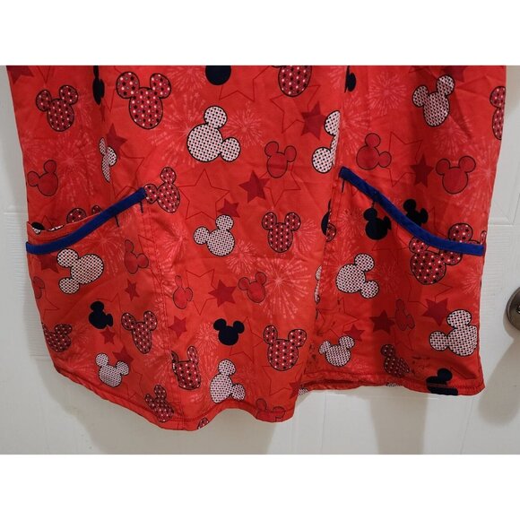 Disney Short Sleeve Scrub Top Mickey Mouse Independance Day 4th Of July Size XL - Picture 4 of 10
